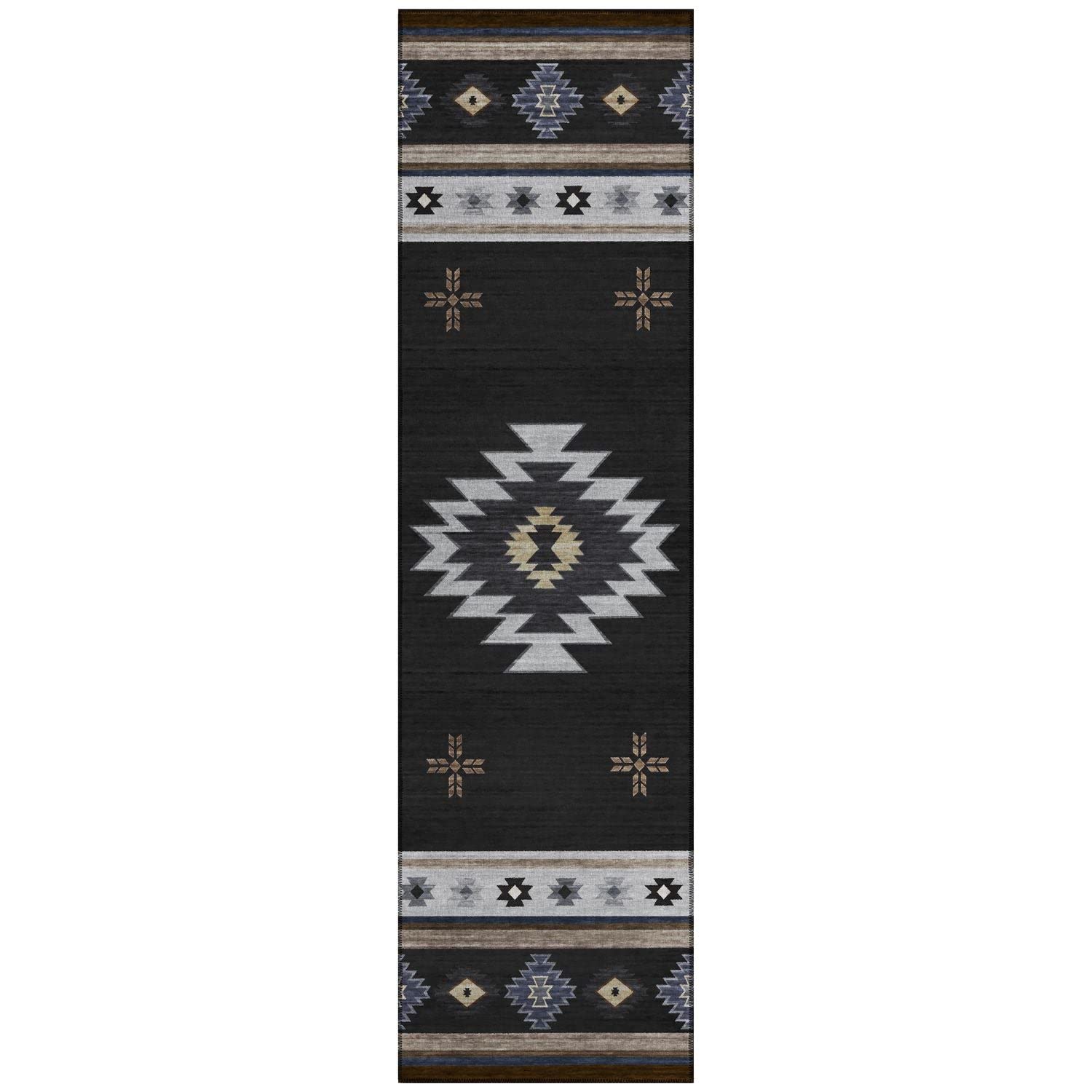 Phoenix Ph4 Black Southwestern Rug Runner 2' 3" X 7 ' 6"