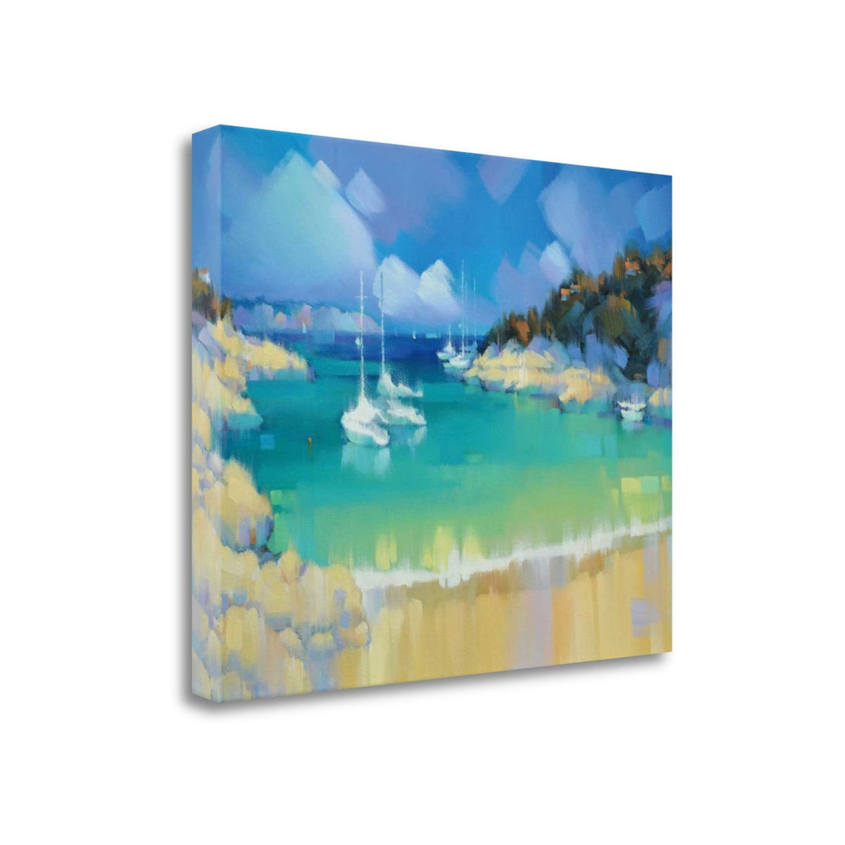 22' Artistic Boats by the Shore Gallery Wrap Canvas Wall Art