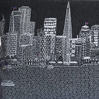 HomeRoots Grey 24' Black San Francisco Nighttime Skyline Lumbar Decorative Pillow