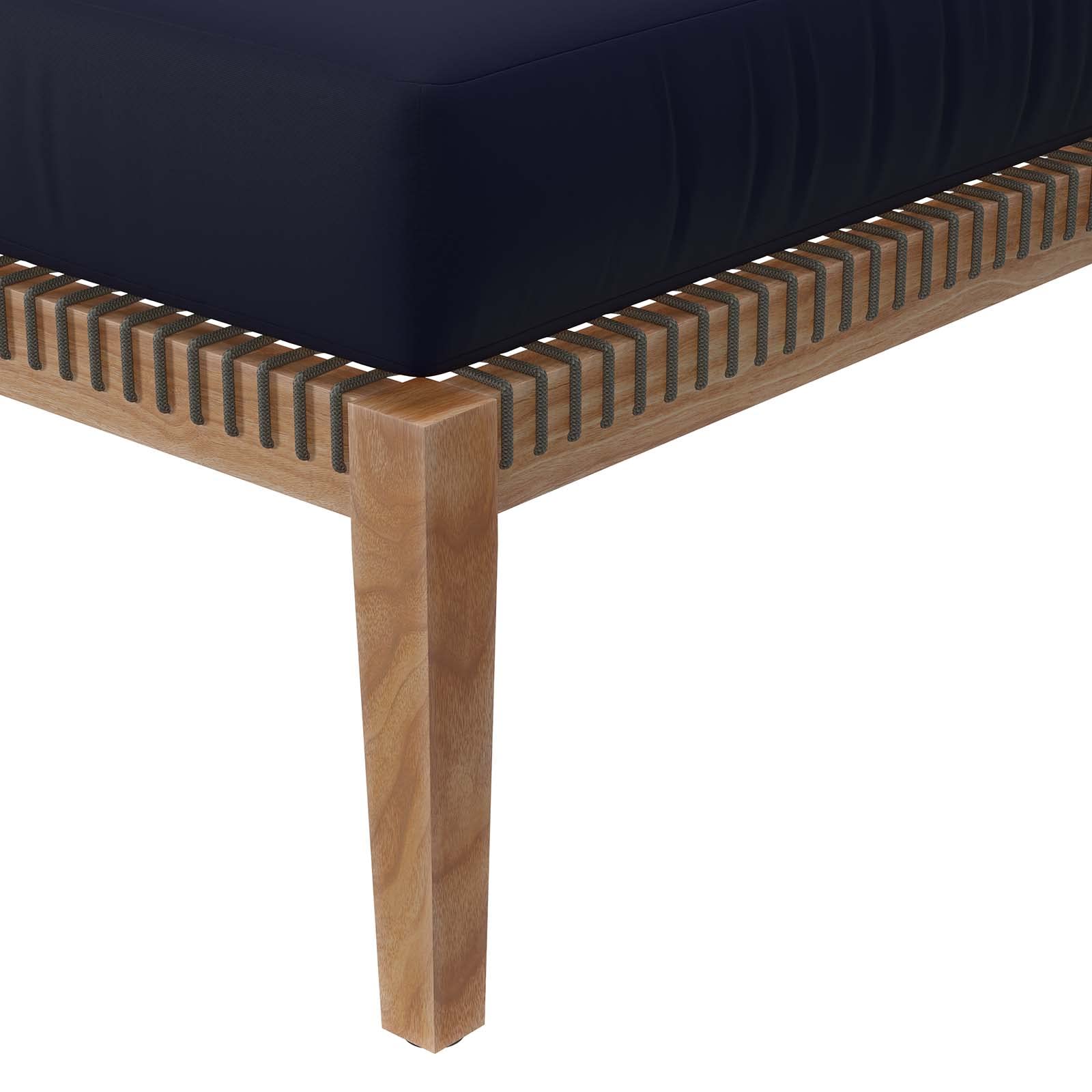 Modway Clearwater Outdoor Patio Teak Wood Ottoman In Gray Navy