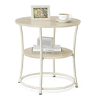Vasagle Side Table, Round End Table With 2 Storage Shelves For Living Room, Bedroom, Nightstand With Steel Frame For Small Spaces, Accent Coffee Table, Natural Beige