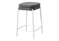 Monarch Specialties I 2227 Barstool, Counter Height, Set of 2, Kitchen, Grey Fabric, White Metal, Contemporary, Modern