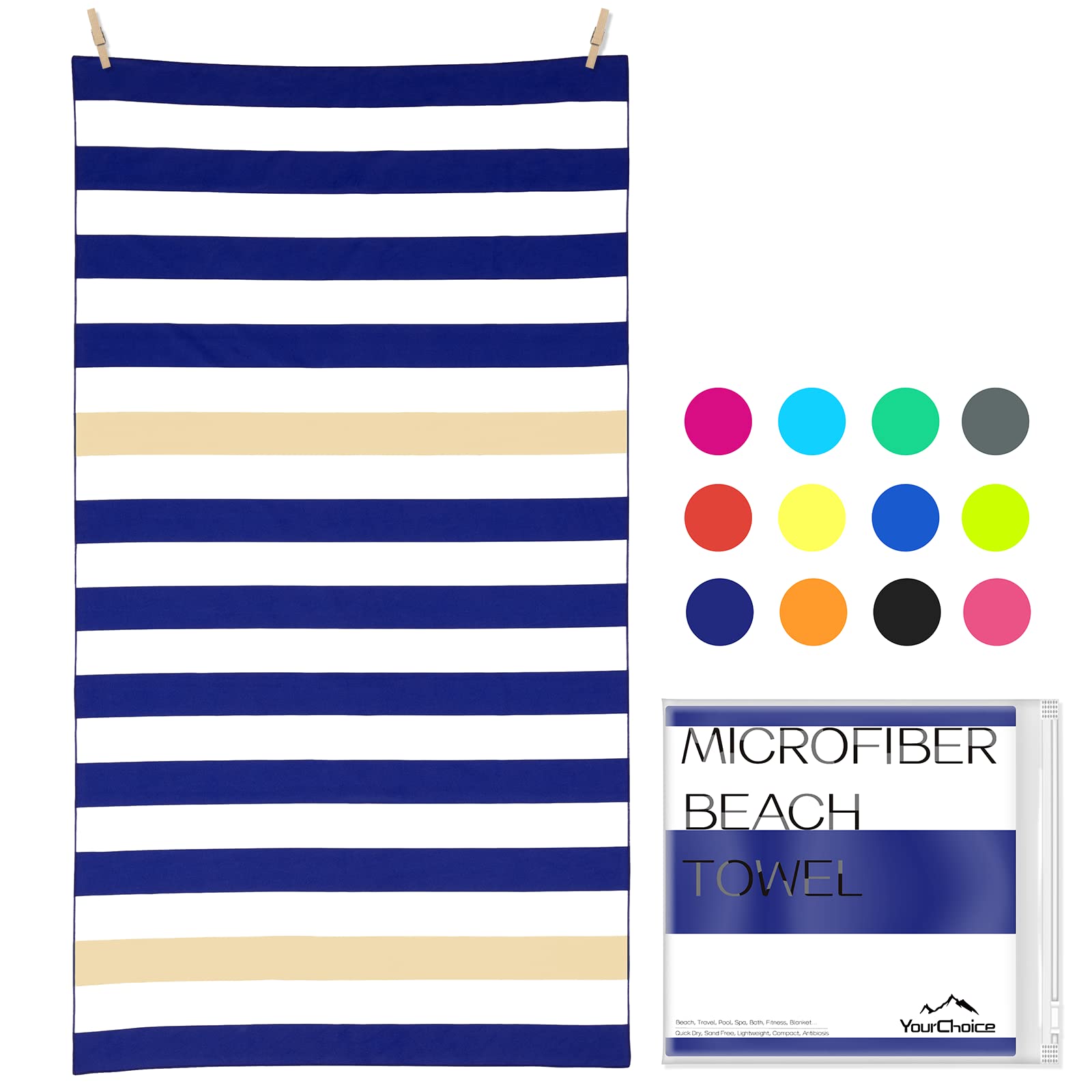 Your Choice Microfiber Beach Towels for Travel, Camping, Swimming - Beach Towels, Sand Free Beach Towel Quick Dry Towel - Khaki 