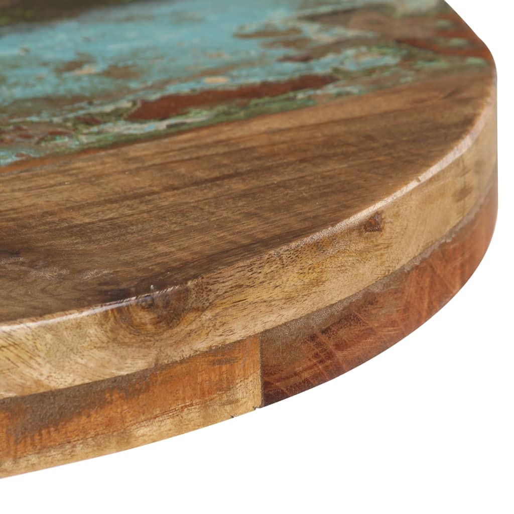vidaXL Round Bistro Table - Solid Reclaimed Wood with Mixed Color Finish, Ø19.7"x29.5" with Black Powder-Coated Iron Base, for Interior or Garden Use