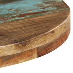 vidaXL Round Bistro Table - Solid Reclaimed Wood with Mixed Color Finish, Ø19.7"x29.5" with Black Powder-Coated Iron Base, for Interior or Garden Use