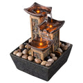 GOSSI Indoor 3-Tier Relaxation Tabletop Fountain Simulation Stone Pillar Water Fountain Soothing Sound Meditation Fountain with 