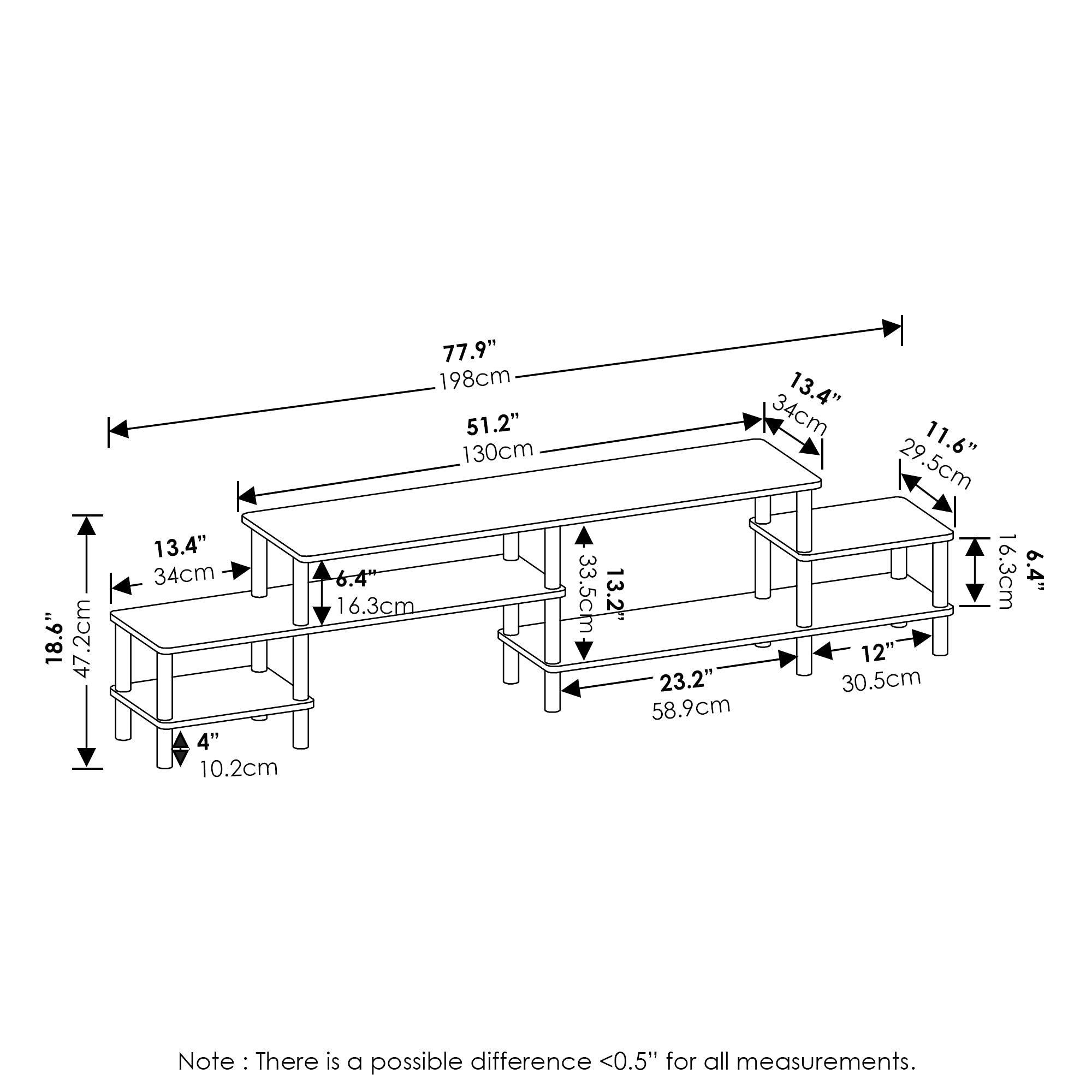 Furinno Turn-N-Tube Grand Stand for TV up, 78 Inch, Espresso