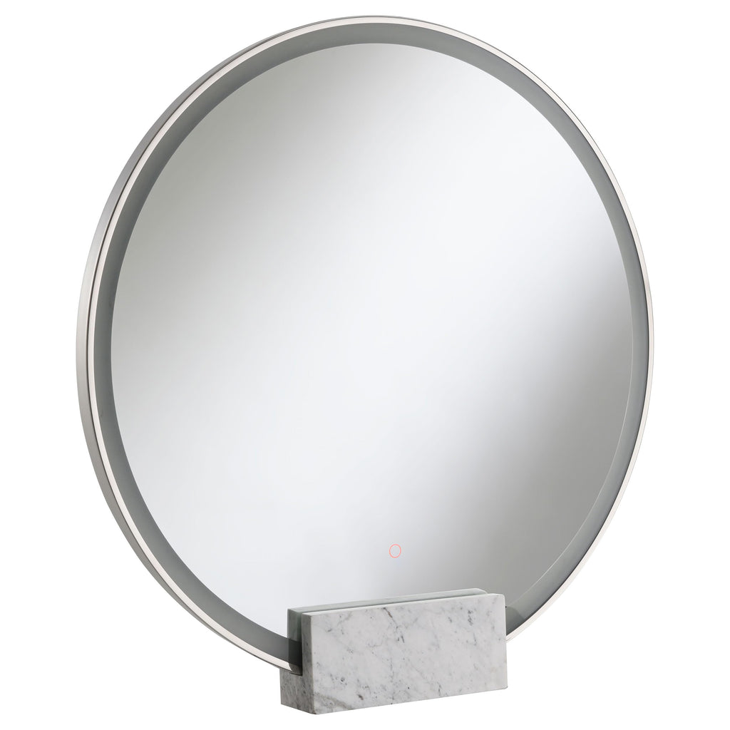 Coaster Home Furnishings Jocelyn Round Table Top Led Vanity Mirror White Marble Base, Chrome