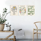 Abstract Matisse Wall Art Decor,Flower Market Prints Set Of 3,Unframed Green Wall Art Exhibition Posters,12X16In Quality Canvas