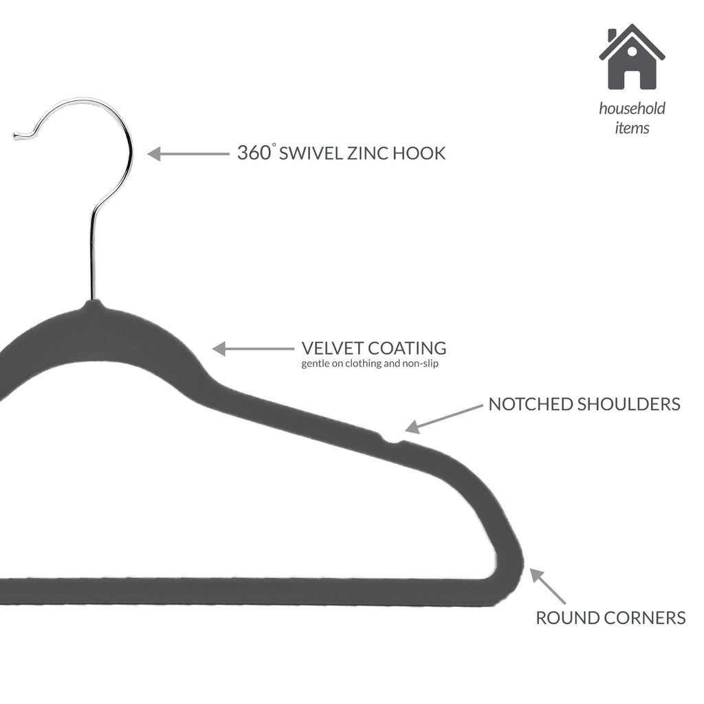 Simplify Childrens 10 Pk Velvet Hangers | Dimensions : 13.78'' W X 8.46'' H | Durable Plastic | Non-Slip | Keeps Shape | 14    W