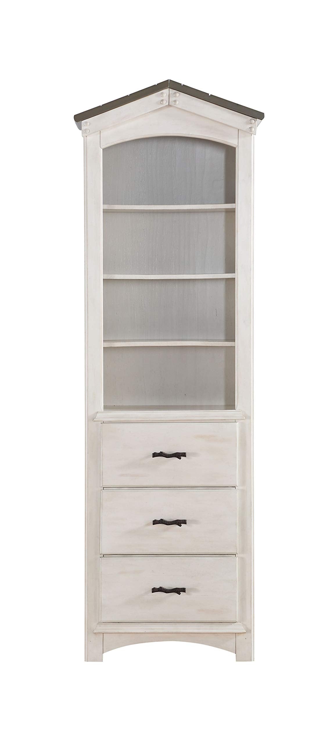 HomeRoots Wood • Engineered Wood Bookcase, Weathered White & Washed Gray