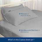 Deep Pocket King Sheet Set For Air Mattress - Extra Deep Pocket King Bed Sheet Set - 3Pcs Side Storage Pocket Fitted Sheet & Pillowcases Easily Fits 16In To 24In Pillow Top Air Bed Mattress(Grey)