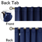 Bgment Rod Pocket And Back Tab Blackout Curtains For Bedroom - Thermal Insulated Room Darkening Curtains For Living Room, 42X63 Inch, 2 Window Curtain Panels, Navy Blue