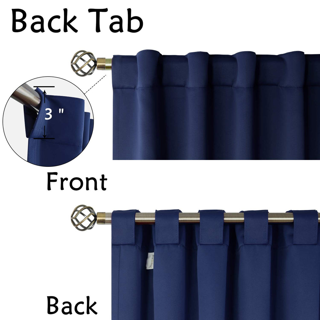 Bgment Rod Pocket And Back Tab Blackout Curtains For Bedroom - Thermal Insulated Room Darkening Curtains For Living Room, 2 Window Curtain Panels (38 X 84 Inch, Navy Blue)
