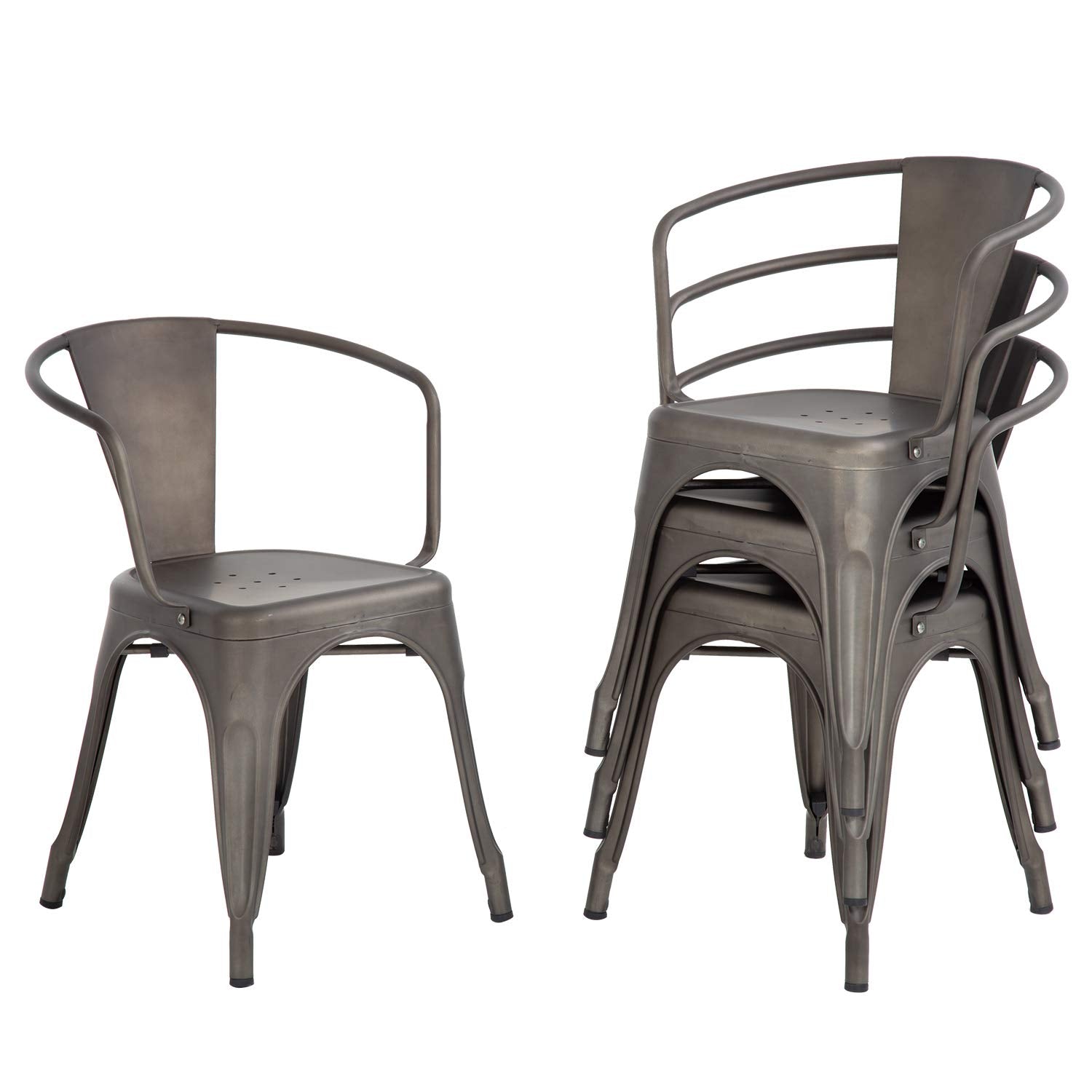Fdw Metal Dining Chairs Set Of 4 Patio Chiar Indoor Outdoor Kitchen Chairs 18 Inch Seat Height Restaurant Chair 330Lbs Weight Ca