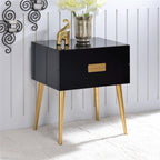 Acme Denvor Rectangular Wooden End Table in Black and Gold