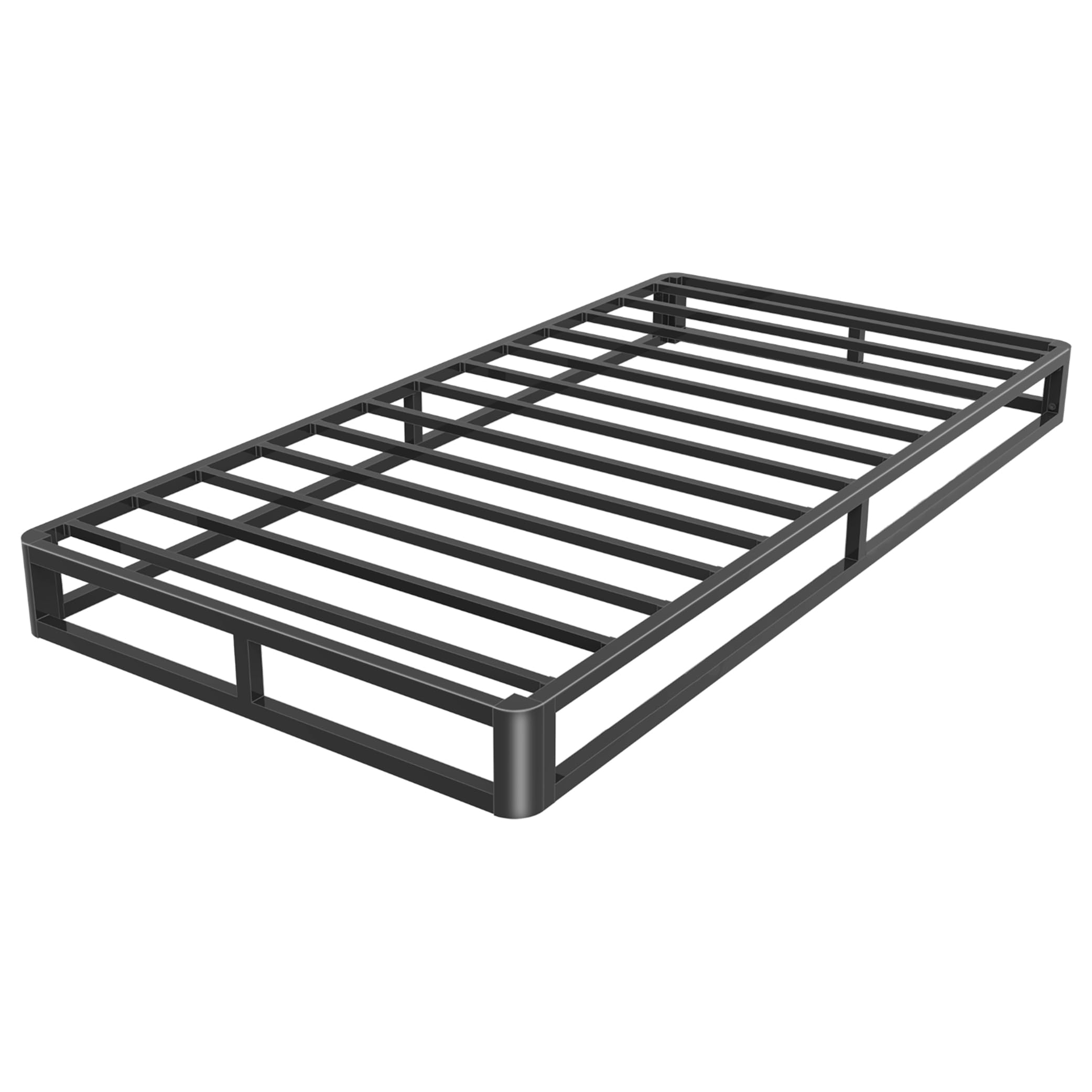 Firpeesy 6 Inch Twin Bed Frame With Round Corner Edges, Low Profile Twin Metal Platform Bed Frame With Steel Slat Support, No Box Spring Needed/Easy Assembly/Noise Free Mattress Foundation