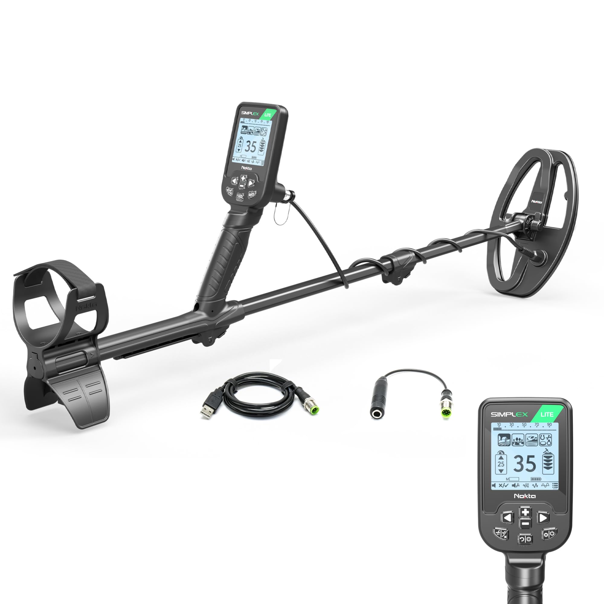 Nokta Simplex Lite Metal Detector With 9.5    Waterproof Dd Search Coil, Vibration For Detecting Underwater, Beach And All Metal