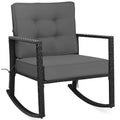 Tangkula Wicker Rocking Chair, Outdoor Glider Rattan Rocker Chair With Heavy-Duty Steel Frame, Patio Wicker Furniture Seat With 5” Thick Cushion For Garden, Porch, Backyard, Poolside (1, Gray)