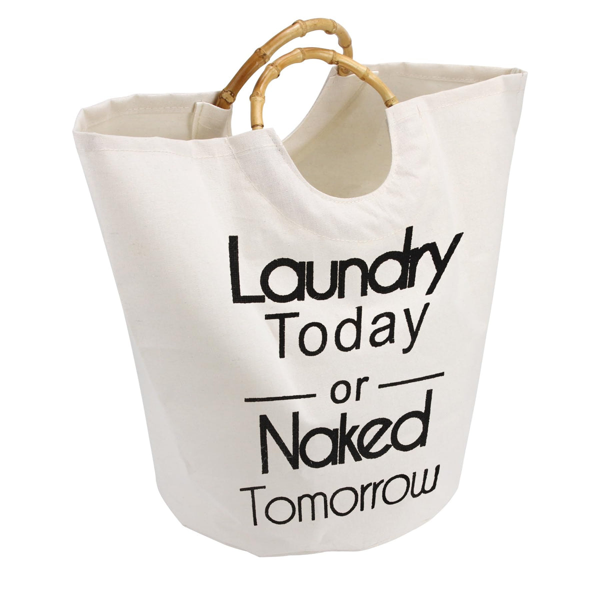 Foldable Laundry Basket with Bamboo Handle, Cotton Linen Collapsible Clothes Hamper, Waterproof Laundry Bag for Storage, SpaceS