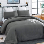 Karever Deep Grey Comforter Set Full Dark Gray Beddig Set For Kids Teens Adult Solid Gray Color Bedding Set 3 Pieces With 2 Poll
