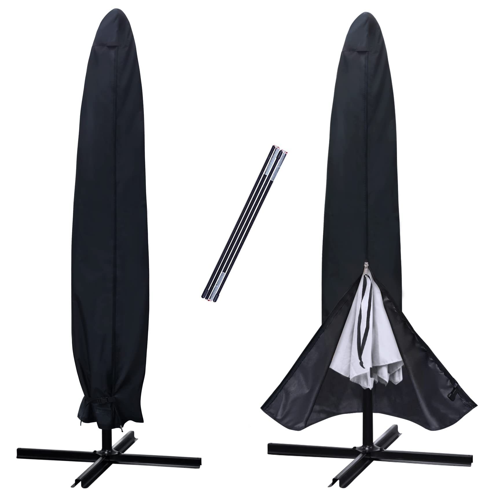 Nettypro Umbrella Cover For 6Ft To 9Ft Patio Umbrellas, Waterproof And Ripstop Market Umbrella Parasol Cover With Zipper And Rod