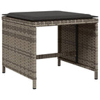 vidaXL 9 Piece Patio Dining Set with Cushions - Gray Poly Rattan, Space-Saving, Comfortable Cushions, Tempered Glass Tabletop, Outdoor Garden/Backyard Furniture