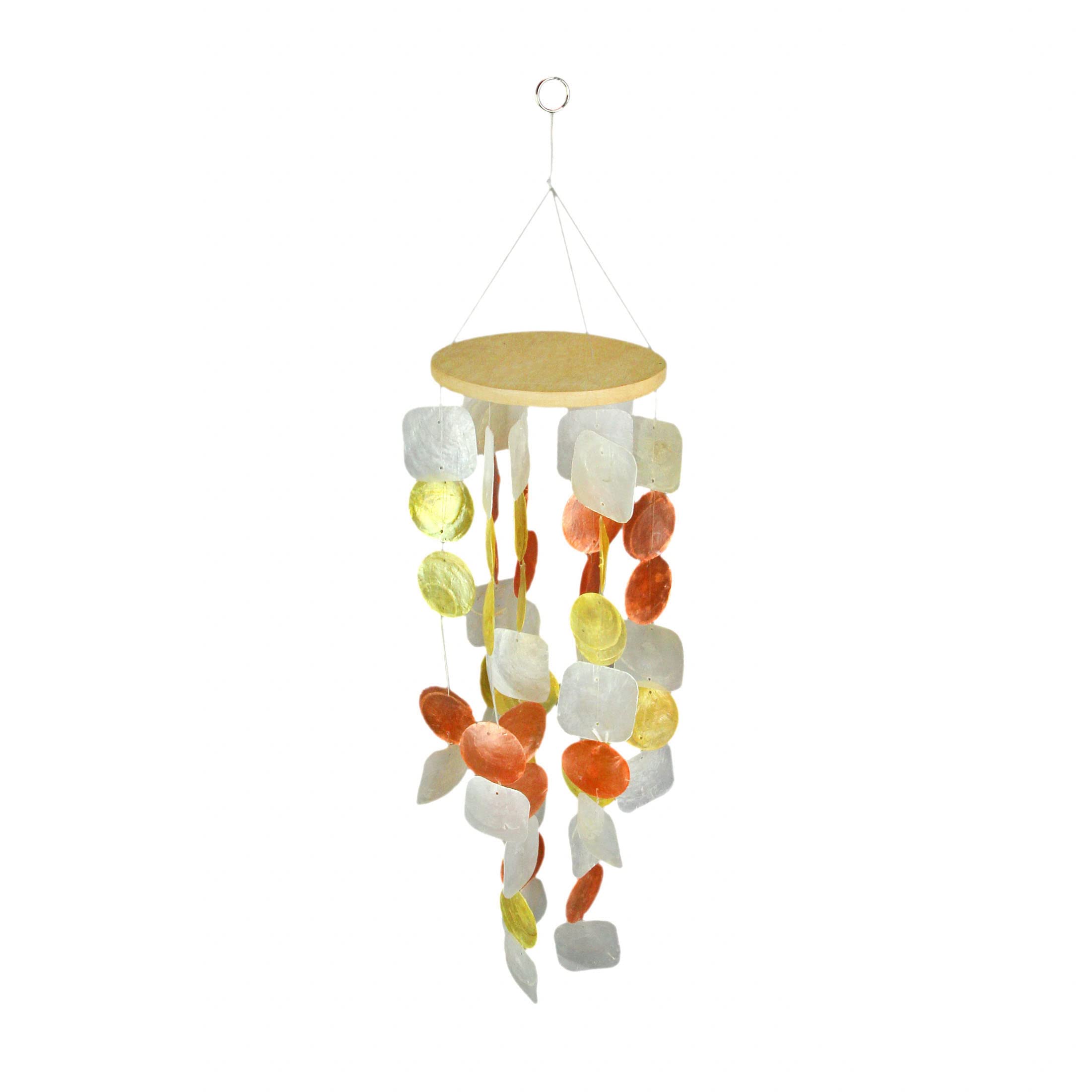 Amber, Yellow And White Capiz Shell Mini Wind Chime Garden Patio Yard