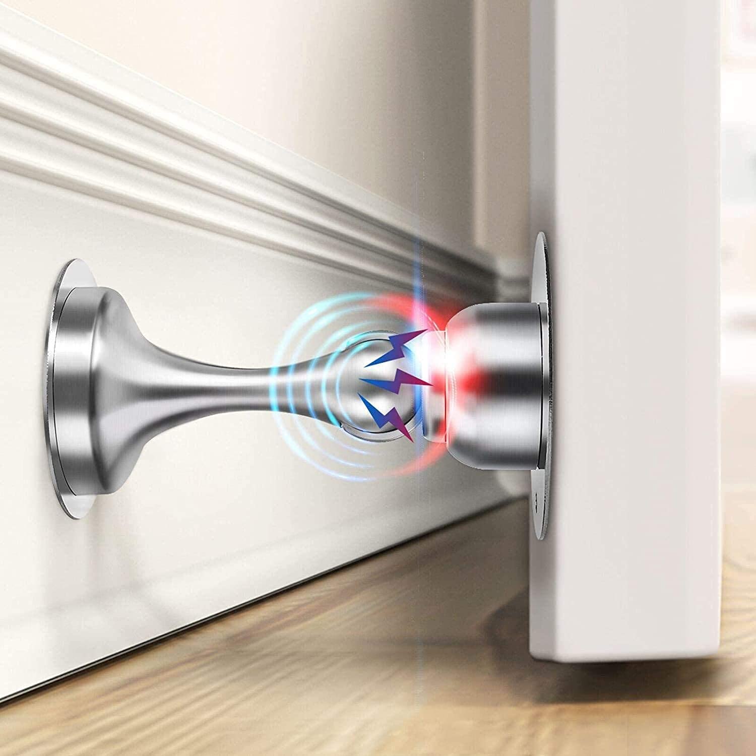 Winonly Door Stopper, Magnetic Door Stop, Stainless Steel, Magnetic Door Catch, 3M Double-Sided Adhesive Tape, No Drilling, Scre
