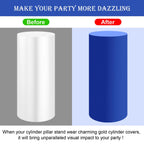 Saitimade Set Of 3 - Royal Blue Cylinder Pedestal Stand Covers, Flexible Cylinder Stand Covers For Party, Wedding Or Birthday Ev