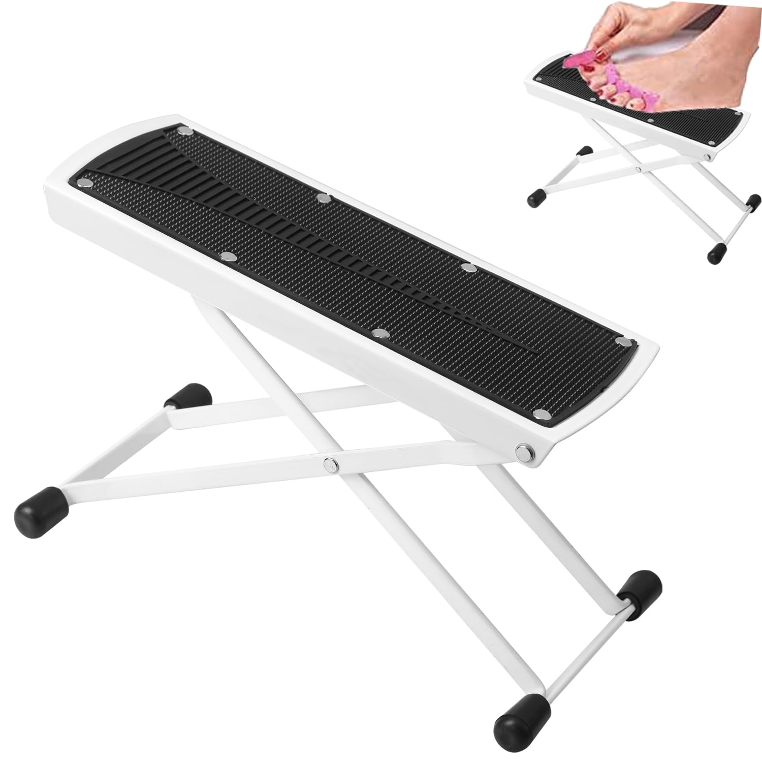 Foldable Pedicure Foot Rest, 6 Heights Adjustable Foot Stand Pedicure Tool, Non-Slip Sturdy Beauty Footrest for Easy-at Home Ped