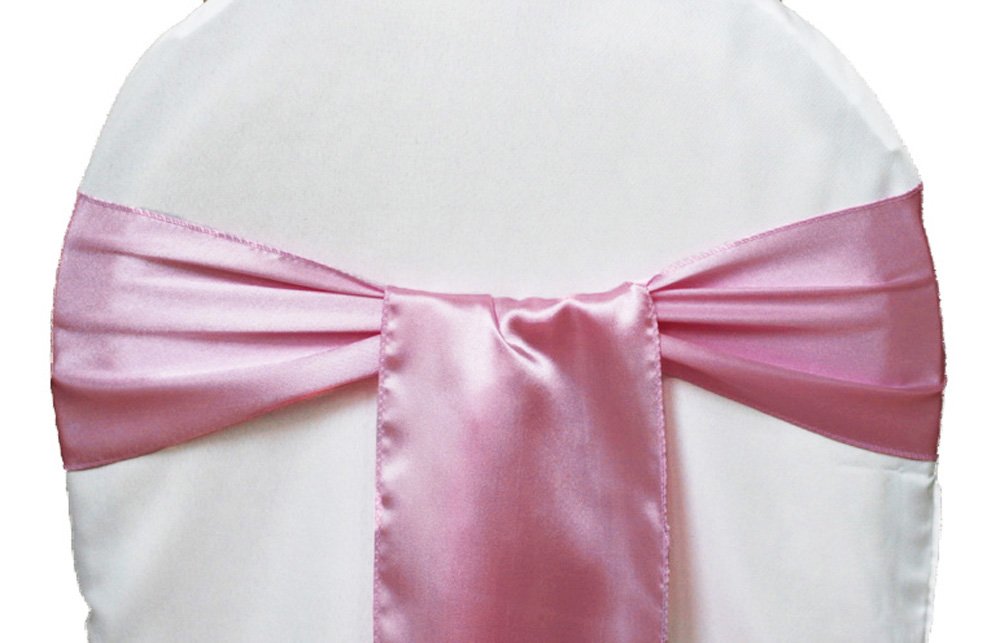 Mds Pack Of 75 Pcs Satin Chair Sashes Charmeuse Sateen Dining Chair Bows Ribbon Ties Back Sash For Wedding Party Birthday Home Hotel Restaurant Banquet Decoration (7 X 108 Inch, Dusty Pink)