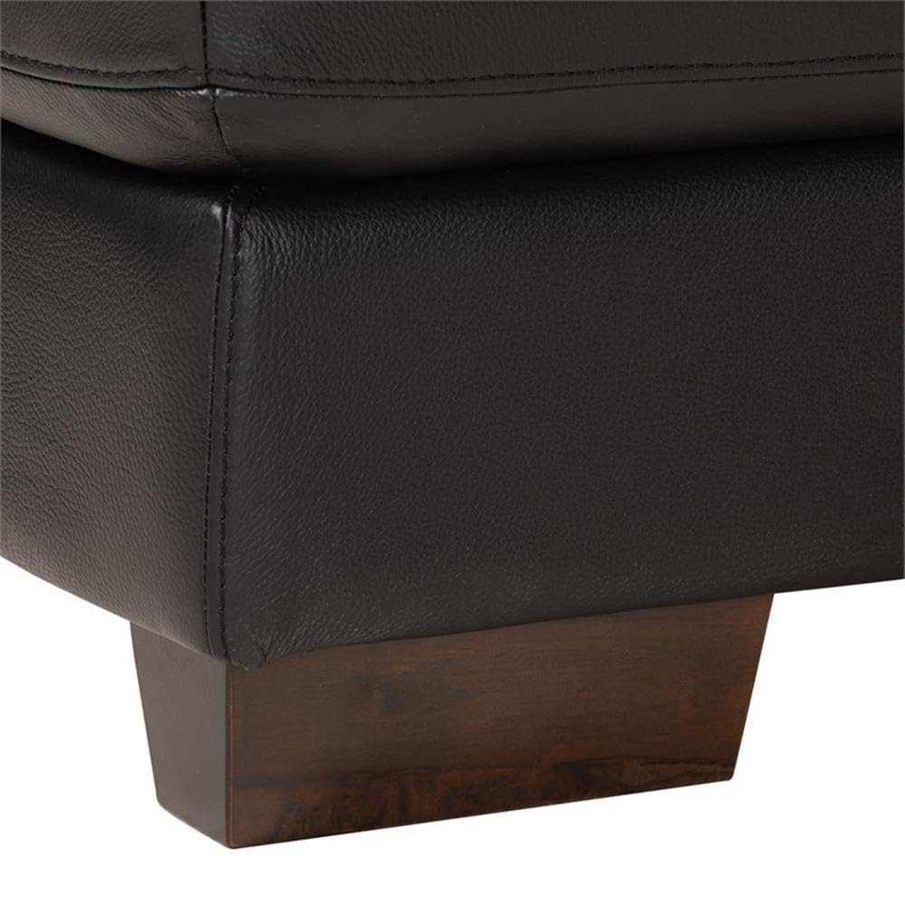 Baxton Studio Reverie Black Leather Sectional Sofa With Right Facing Chaise