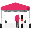 Best Choice Products 8x8ft Pop Up Canopy Tent, Outdoor Shade, 1 Person 1 Minute Set Up, Carry Case, 4 Weight Bags - Hot Pink