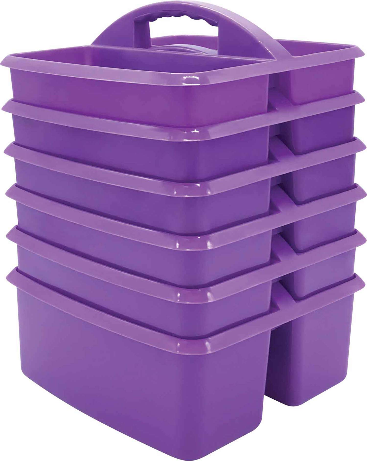 Teacher Created Resources Purple Portable Plastic Storage Caddy 6-Pack For Classrooms, Kids Room, And Office Organization, 3 Com