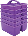Teacher Created Resources Purple Portable Plastic Storage Caddy 6-Pack For Classrooms, Kids Room, And Office Organization, 3 Com