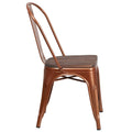 Flash Furniture Tenley Copper Metal Stackable Chair with Wood Seat
