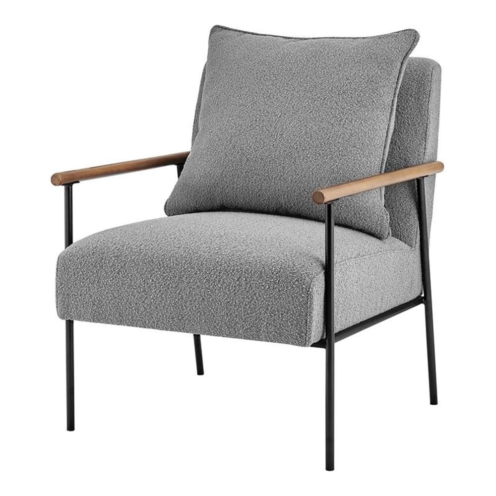 Npd Furniture And More Quinton Fabric Arm, Boucle Gray Accent Chair