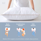 Puredown® Goose Feathers And Down Alternative Pillows, Premium Medium To Firm Bed Pillows For Sleeping, Luxury Pillows With Downproof Cover, 2 Pack, Standard Size, 20X26 Inches