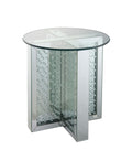 Acme Nysa 21 Round Glass Top Mirrored End Table