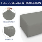 Purefit Super Stretch Soft Form Fit Ottoman Cover Rectangle - Ottoman Slipcovers For Foot Stool & Folding Storage Furniture For Living Room With Nonslip Elastic Bottom (Medium, Light Gray)