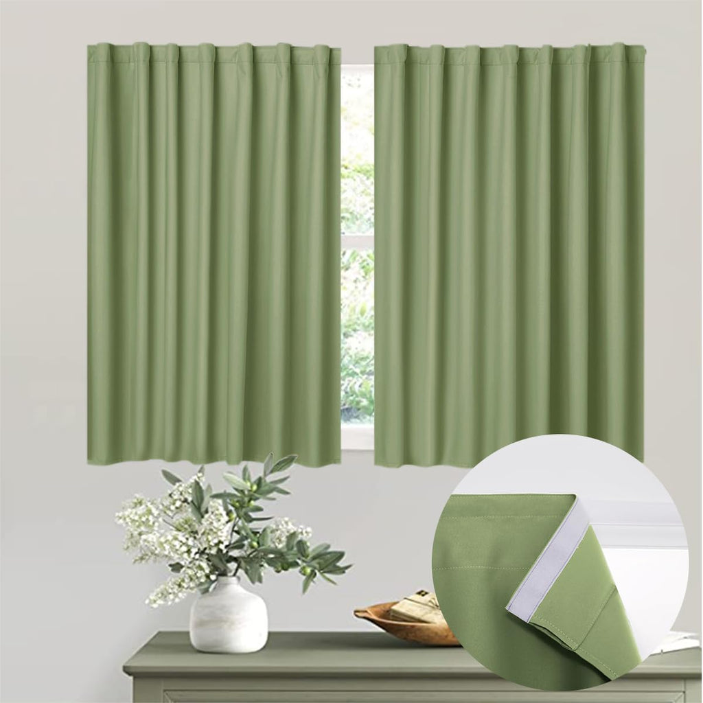 Muamar 2pcs Self Adhesive Curtains for Small Window,Curtains for Bathroom,Short Curtains Door Curtains for Door Window,RV Curtai