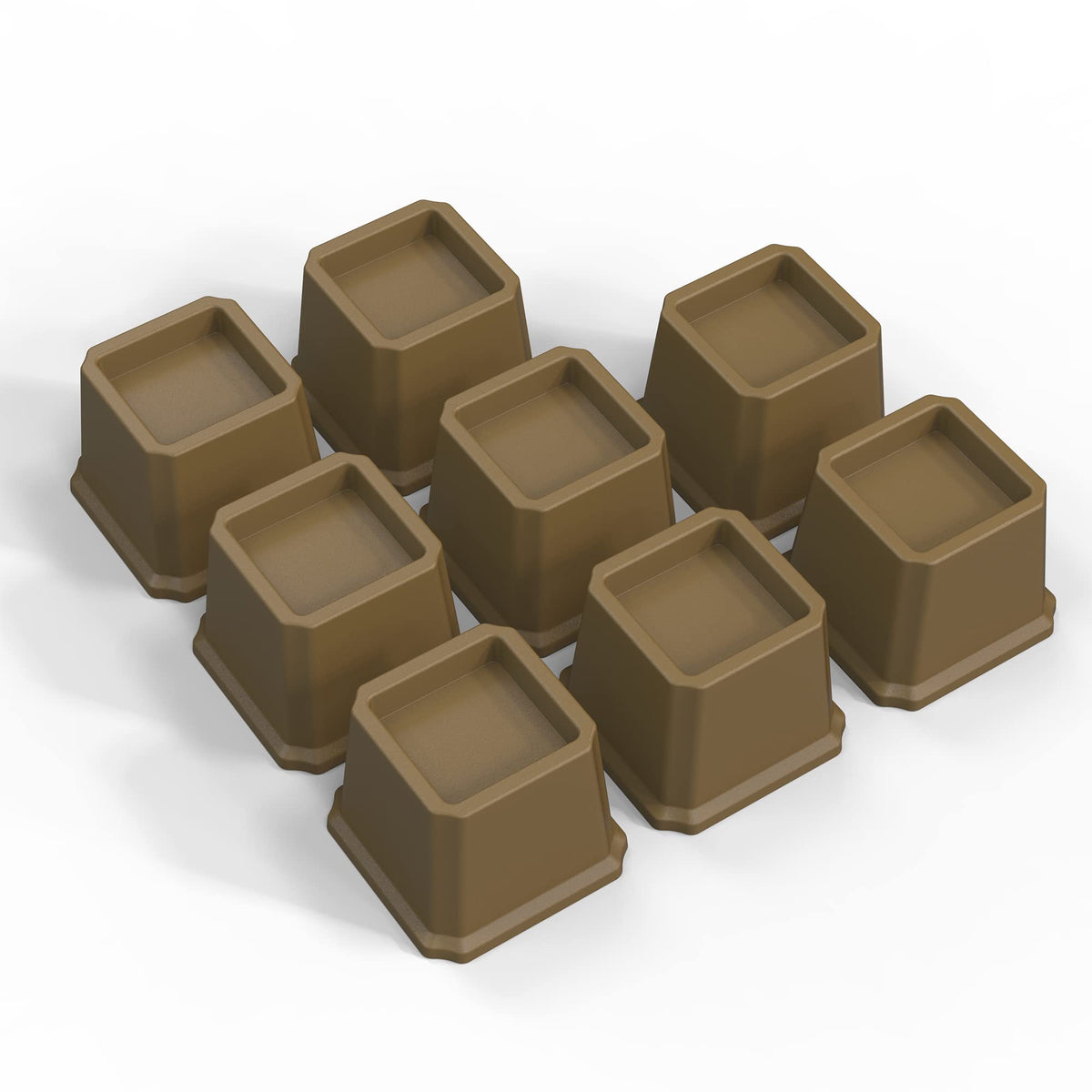 Ahasolid Bed Risers 3 Inch Heavy Duty, Furniture Risers For Bed Frame, Couch, Desk, Chair, Lifts Up To 1,500 Lb, Set Of 8, Brown