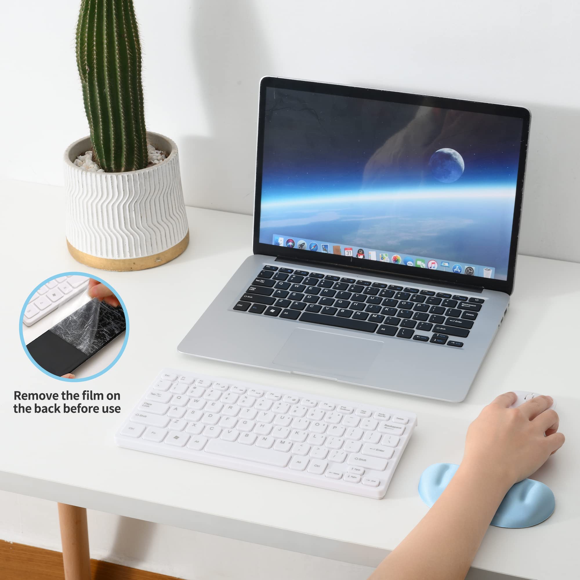 Univo Colors Light Blue Superfine Memory Foam Wrist Rest Soft Gel Ergonomic Mouse Pad Wrist Support For Mouse, Gaming, Computer,