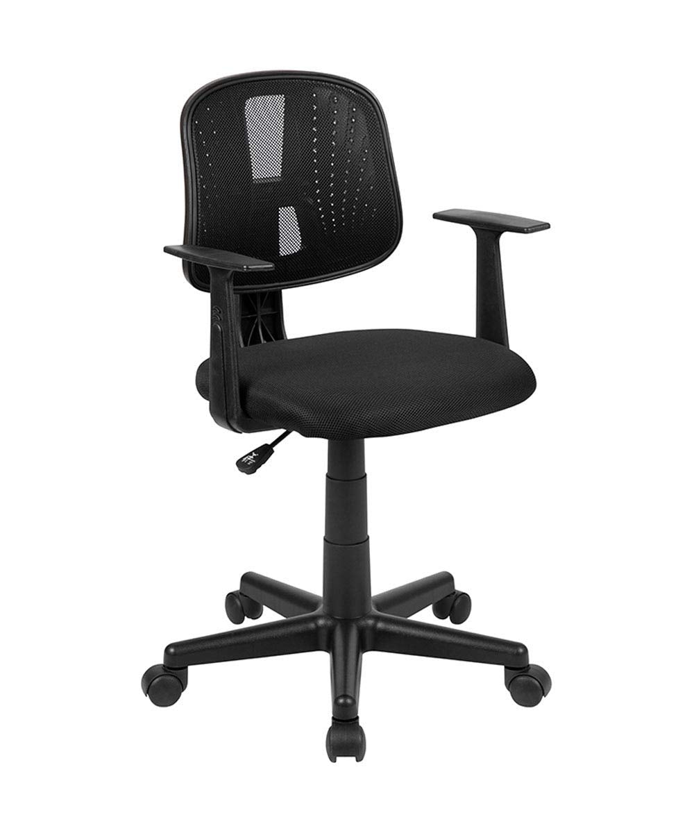 Flash Furniture Flash Fundamentals Mid-Back Black Mesh Swivel Task Office Chair With Pivot Back And Arms