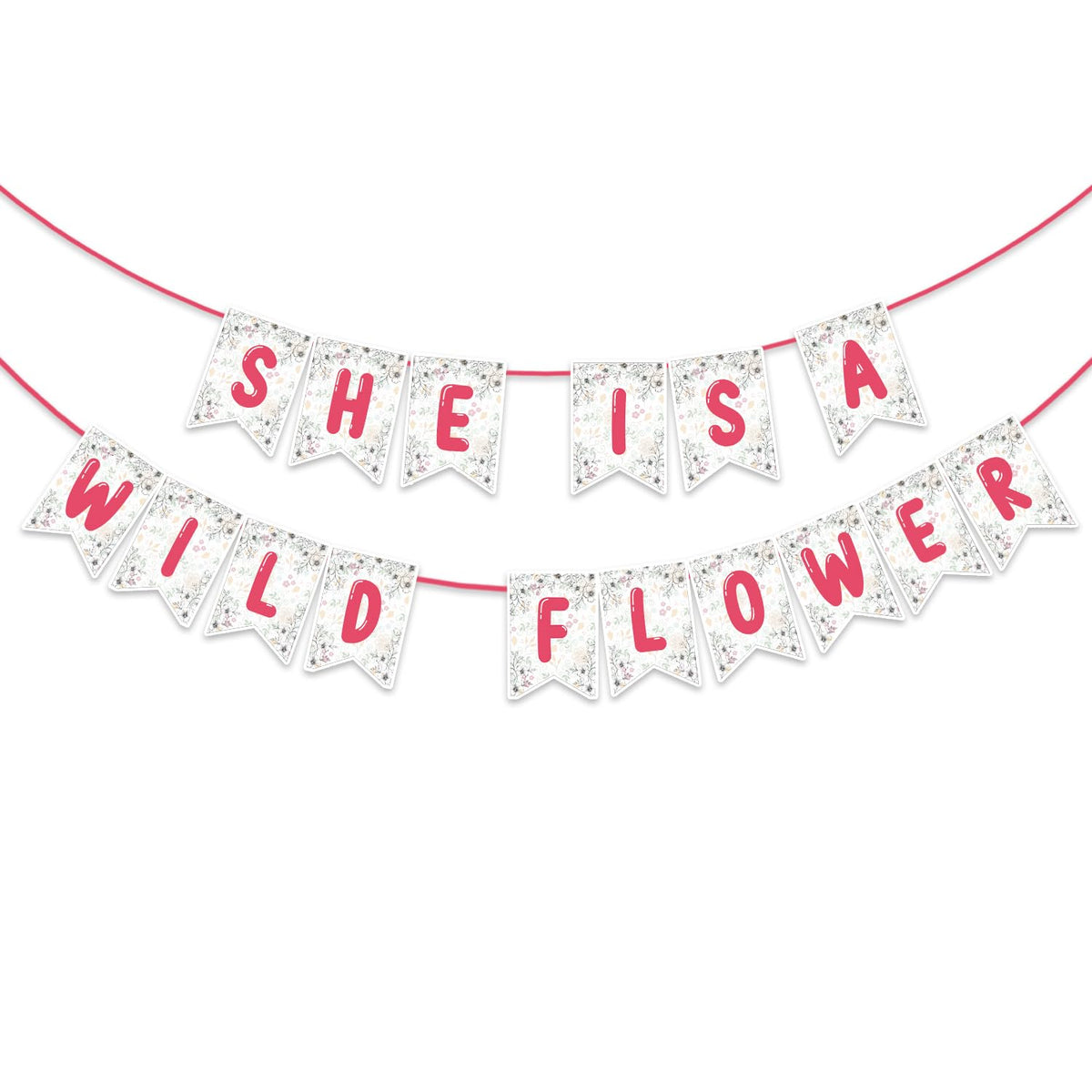 Zyozique She is a Wild Flower Paper Banner, Floral Party Decorations, Baby Shower & Birthday Bunting Paper Banner, Birthday Deco