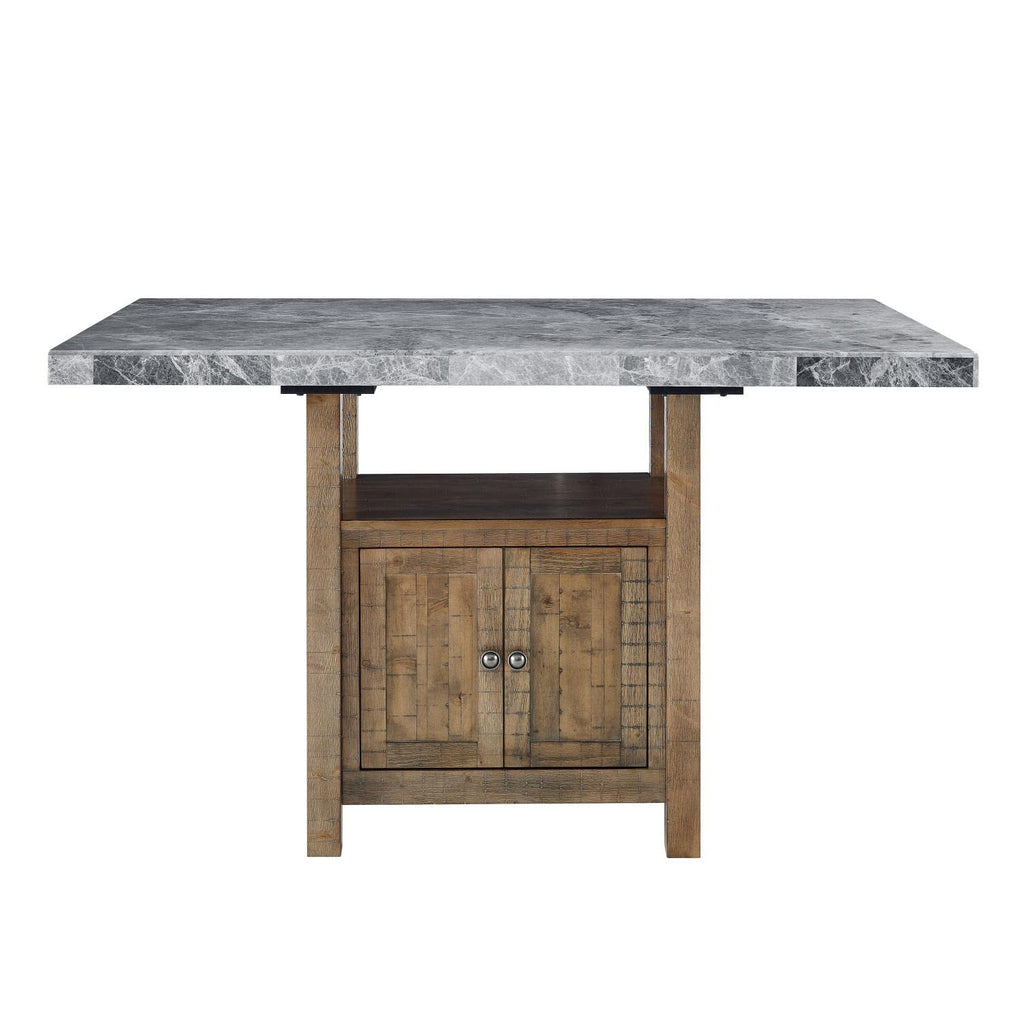 Steve Silver Furniture Grayson Gray Marble Counter Dining Table, 60-Inch Table, Seats up to 6 (Table Only), Dining Room, Kitchen, 60" L x 40" W x 36" H, Grey