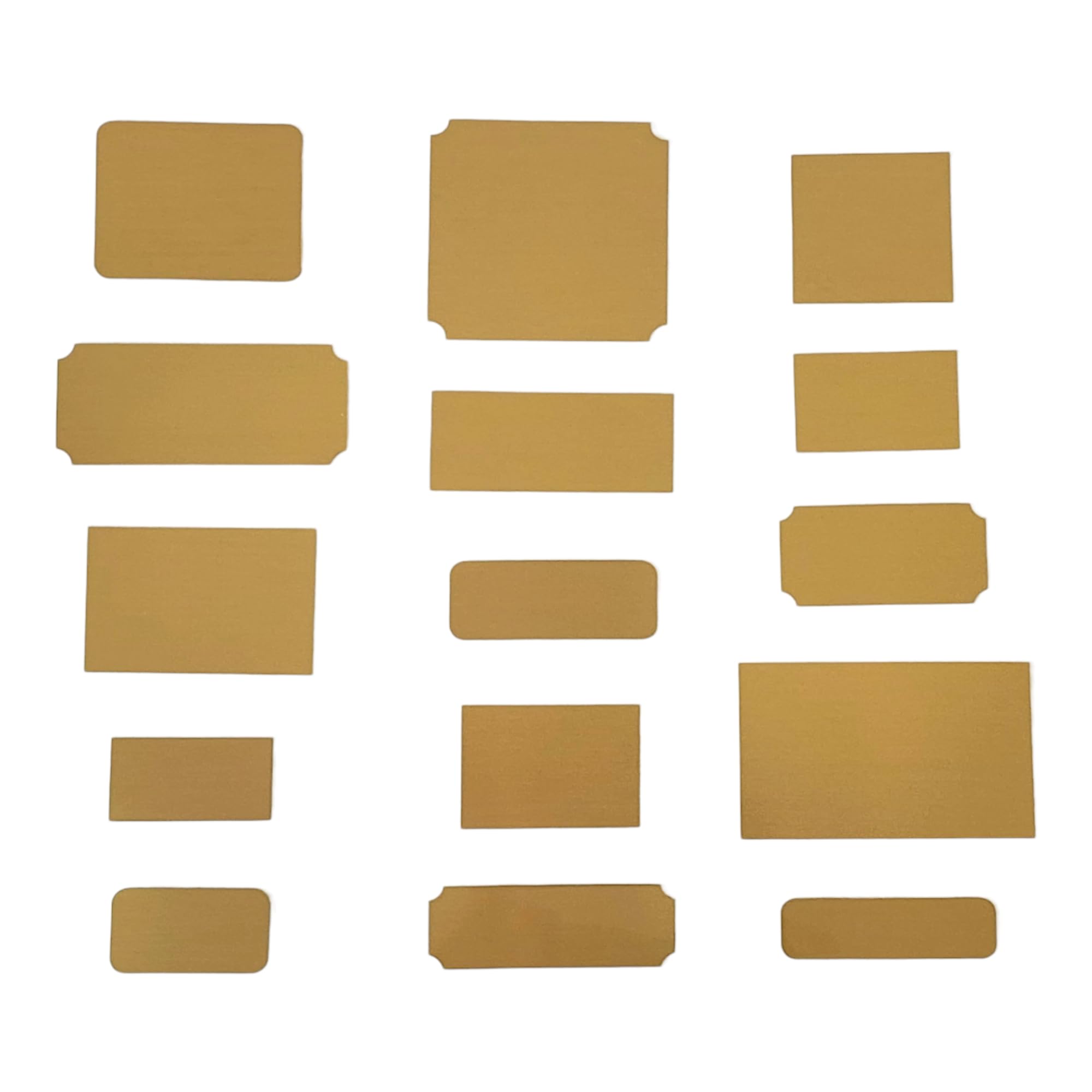 Brass Engraving Name Plate Set 15 Pieces 3 Styles Mixed Sizes 2-3' Maximum Length