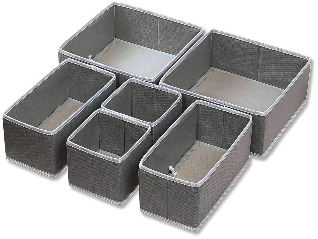 Homtoyou 6 Pcs Foldable Drawer Organizer For Clothes, Wardrobe, And Undergarments Closet Divider Organiser Dresser Basket Bins S