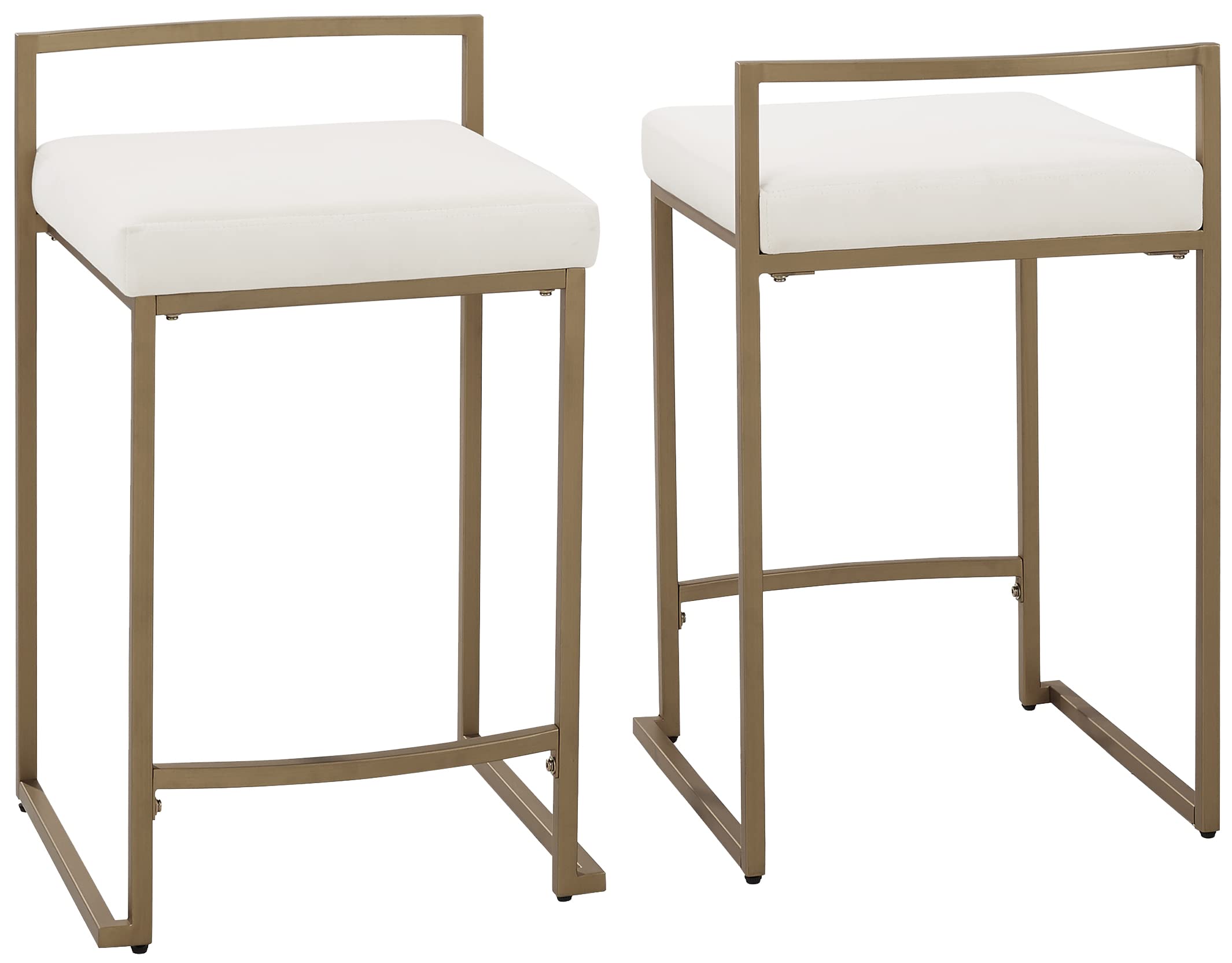 Crosley Furniture Harlowe Upholstered Seat Counter Height Bar Stools Set of 2, Kitchen and Dining, Crème and Gold